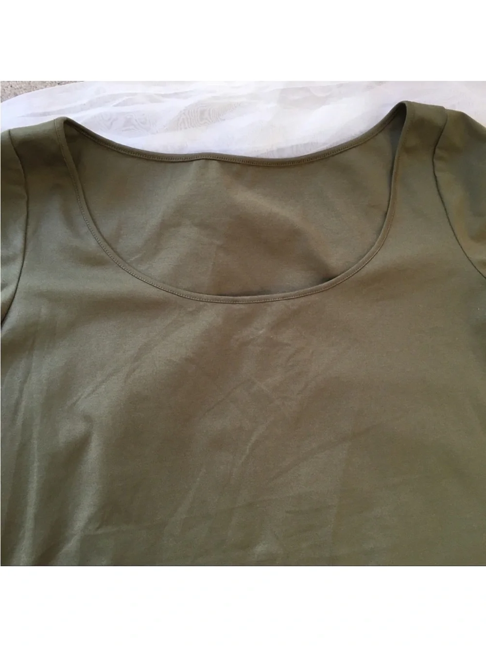 Lafayette 148 New York Olive Boat Neck
Green Tee Shirt in “Lilypad” - Picture 3 of 5